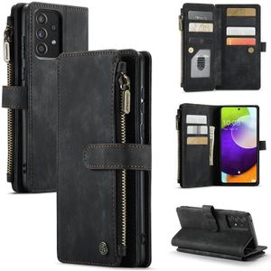 Voor Samsung Galaxy A52 5G / 4G CASEME-C30 PU + TPU Multifunctionele Horizontale Flip Leren Case met Houder & Card Slot & Portemonnee & Rits Pocket (Zwart)