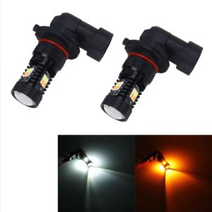 2 stuks 9005/HB3 DC 12V 5W 350LM auto auto mistlampen met 16 SMD-3030 LED-lampen  wit + geel licht