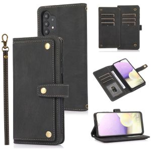 Voor Samsung Galaxy A32 5G PU + TPU Horizontale Flip Lederen Case met Houder & Card Slot & Portemonnee & Lanyard (Zwart)