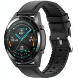 22mm Siliconen lederen vervangende band voor Huawei Watch GT 2 46mm(Zwart)