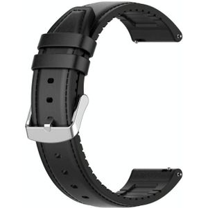 22mm Siliconen lederen vervangende band voor Huawei Watch GT 2 46mm(Zwart)