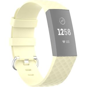 22mm Silver Color Buckle TPU Polsband horlogeband voor Fitbit Charge 4 / Charge 3 / Charge 3 SE (lichtgeel)