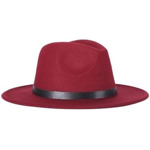 Mannen Fedoras vrouwen jazz hoed zwart wollen Blend GLB outdoor casual hoed (wijn rood)