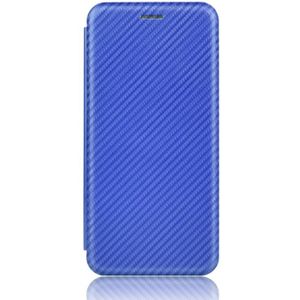 Voor Nokia C3 Carbon Fiber Texture Magnetic Horizontal Flip TPU + PC + PU Leather Case met kaartsleuf(blauw)