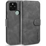 Voor Google Pixel 5 DG. MING Retro Oil Side Horizontale Flip Case met Holder & Card Slots & Wallet(Grey)