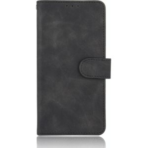 Voor Fujitsu Arrows Be4 (F-41A) Solid Color Skin Feel Magnetic Buckle Horizontal Flip Calf Texture PU Leather Case met Holder & Card Slots & Wallet(Black)