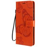 Voor Samsung Galaxy A31 3D Butterflies Embossing Pattern Horizontale Flip Lederen Case met Holder & Card Slot & Wallet(Orange)