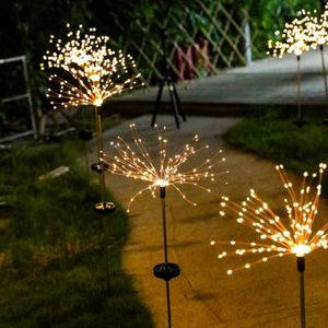 Outdoor Tuin Gazon Solar Ground Light LED Vuurwerk Ster Decoratie Lamp (Warm Licht)