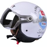 GXT Halfcover-helm voor elektrische voertuigen Vier seizoenen retro-helm  maat: M (White Shield 83)