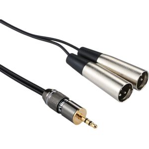 Metalen hoofd 3 5 mm mannetje naar aluminium Shell 2 x 3 Pin XLR CANNON mannelijke audioconnector adapterkabel  totale lengte: ongeveer 25cm