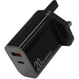 NORTHJO NOPD2002 PD20W USB-C/Type-C + QC 3.0 USB dubbele poorten snelle oplader  UK-stekker