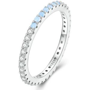 BSR335 sterling zilveren S925 geometrische opaal naniet witgoud vergulde ring (nr. 6)