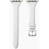 Universele T-vormige dunne lederen horlogeband voor Apple Watch Series 6  SE & 5 & 4 44 mm / 3  2 en 1 42 mm (wit)