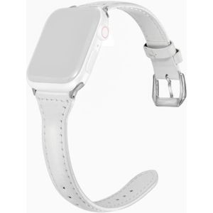 Universele T-vormige dunne lederen horlogeband voor Apple Watch Series 6  SE & 5 & 4 44 mm / 3  2 en 1 42 mm (wit)