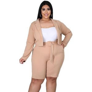 Pure Color Sexy Temperament Fashion Casual Suit (kleur: Beige Grootte: XXXL)