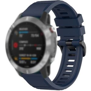 Voor Garmin Fenix 6 22mm Quick Release Officile Texture Polsband Watchband met Plastic Button (Midnight Blue)