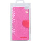 Goofspery Canvas Diary Cross Texture Horizontale Flip Lederen Case met Houder & Card Slots & Portemonnee voor iPhone 13 Pro Max (Rose Red)
