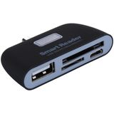 Micro SD  Micro USB-poort van Micro USB OTG Smartcard Reader Connection Kit met LED Indicator Light(Black) + SD + USB 2.0