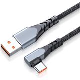 6A 66W USB naar USB-C / Type-C Elleboog Mobiele Telefoon Game Snelle datakabel  Lengte: 2m