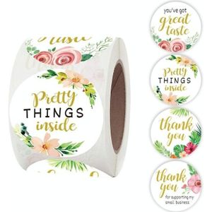 5 stks Roll Bloemen Dank u Stickers Bruiloft Decoratie Stickers  Grootte: 3 8cm / 1 5 Inch (A-134-38mm)