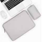 BAONA BN-Q001 PU lederen laptoptas  kleur: grijs + power tas  maat: 13/13.3 / 14 inch