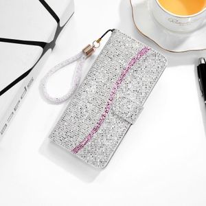 For iPhone XS / X Glitter Powder Horizontal Flip Leather Case with Card Slots & Holder & Lanyard(Silver)