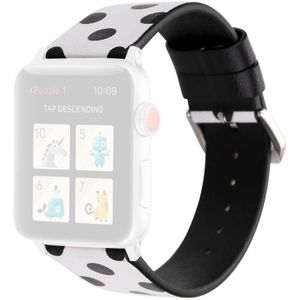 Fashion Wave Dot Series Lederen Vervangende Horlogebanden Voor Apple Watch Series 6 & SE & 5 & 4 44mm / 3 & 2 & 1 42mm (Black Wave Dots On White)