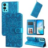 For Infinix Hot 12 Embossed Sunflower Leather Phone Case(Blue)