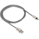 1M Geweven stijl metaal hoofd 108 koper Cores USB-C / Type-C naar USB Data Sync laad Kabel  Voor Samsung Galaxy S8 & S8 PLUS / LG G6 / Huawei P10 & P10 Plus / Xiaomi Mi6 & Max 2 nl andere Smartphones(grijs)