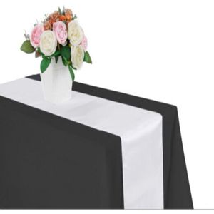 10 stuks satijnen tafelkleed tafel decoratie voor Home Party bruiloft kerst decoratie  grootte: 30X275CM (wit)