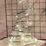 4m 40LEDs Gift Decoratie Lint Licht String LED Koperdraad Lint Kerstboom Top Bowknot Licht (Warm Wit Licht)