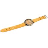 Denim textuur stijl ronde wijzerplaat Retro digitaal Display vrouwen & mannen Quartz horloge met PU leder Band(Yellow)