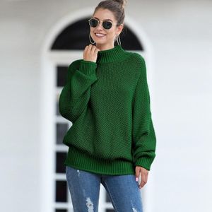 Fashion Edge Curl Hoge kraag gebreide trui (kleur: groene maat: l)