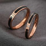 2 PCS Fashion Two Diamond-Studded Titanium Steel Couple Rings For Couple  Size: US Size 4(Rose Gold)