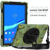 Voor Lenovo Tab M10 Plus TB-X606F Schokbestendig Kleurrijke Siliconen + PC Beschermhoes Met Houder & Handriem & Schouderriem (Camouflage)