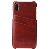 Fierre Shann retro olie Wax textuur PU lederen draagtas voor iPhone X/XS  met kaartsleuven (bruin)