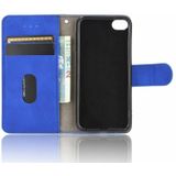 Voor iPod Touch 6 & 5 Solid Color Skin Feel Magnetic Buckle Horizontal Flip Calf Texture PU Leather Case met Holder & Card Slots & Wallet(Blue)