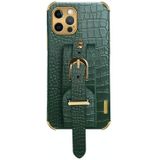 Gegalvaniseerde TPU krokodil patroon lederen geval met polsband voor iPhone 12 Pro Max (groen)