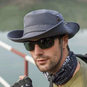 Outdoor Sun Hat Wandelen Grote Borst Ademend Sunscreen Fisherman Hat (Dark Grey)