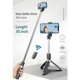 L02 100cm Multi-functie Verstelbare Bluetooth Self-timer Pole Tripod Selfie Stick (Zwart)