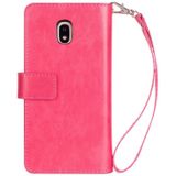 Voor Samsung Galaxy J3 (2018) / Galaxy J7 (2018) Multifunctionele Rits Horizontale Flip Lederen case met Holder & Wallet & 9 Card Slots & Lanyard(Rose Red)