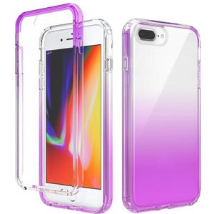 Schokbestendige hoge transparantie tweekleurige geleidelijke verandering PC + TPU Candy Kleuren beschermhoes voor iPhone SE 2020 / 8 / 7 (Paars)