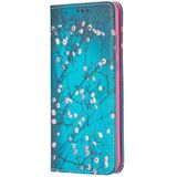 Voor Huawei P30 Lite Gekleurd tekenpatroon Onzichtbaar magnetisch horizontaal flip pu lederen hoesje met houder & kaartslots & portemonnee(Plum Blossom)