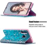 Voor Huawei P30 Lite Gekleurd tekenpatroon Onzichtbaar magnetisch horizontaal flip pu lederen hoesje met houder & kaartslots & portemonnee(Plum Blossom)