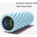 EVA elektrische spier relaxer Yoga Massage Vibratie Foam Roller  Visgraat Vibratie USB (Ocean Blue)