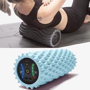 EVA elektrische spier relaxer Yoga Massage Vibratie Foam Roller  Visgraat Vibratie USB (Ocean Blue)