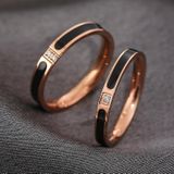 2 PCS Fashion Two Diamond-Studded Titanium Steel Couple Rings For Couple  Size: US Size 10(Rose Gold)