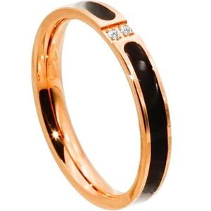 2 PCS Fashion Two Diamond-Studded Titanium Steel Couple Rings For Couple  Size: US Size 10(Rose Gold)