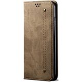 Voor Huawei Nova 8i / Honor 50 Lite Denim Texture Casual Stijl Lederen Telefoonhoes (Khaki)
