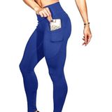 Yoga broek met zakken Vrouwen Sport Leggings Jogging Workout Workout Hardlopen Leggings Stretch Hoge Elastische Gym Panty's Vrouwen Legging S (Blauw)